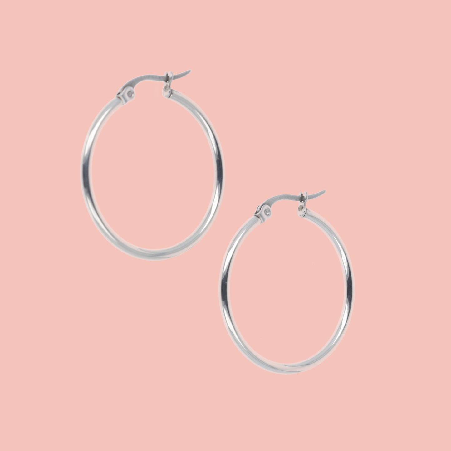 30mm Stainless Steel Hoop Earrings