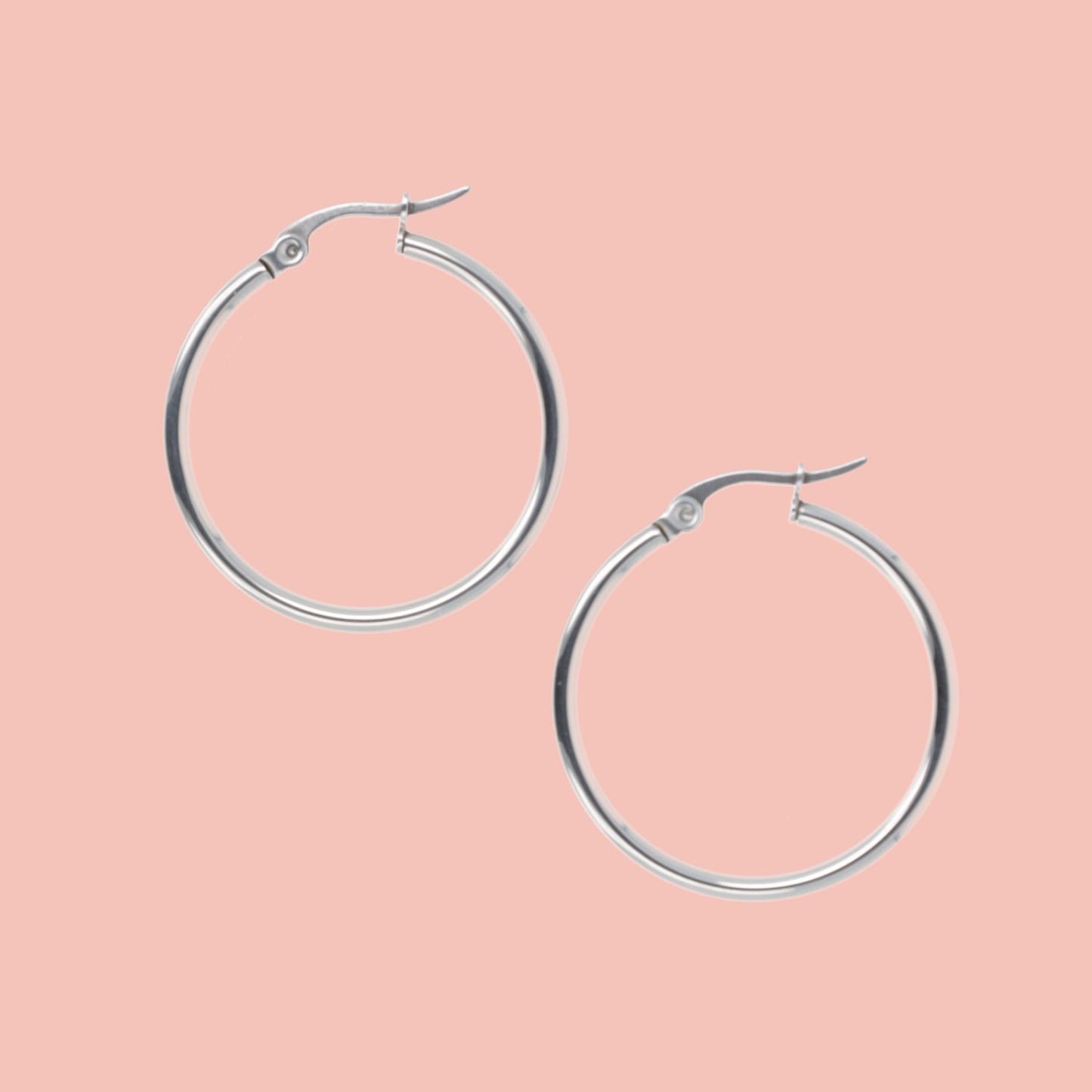30mm Stainless Steel Hoop Earrings