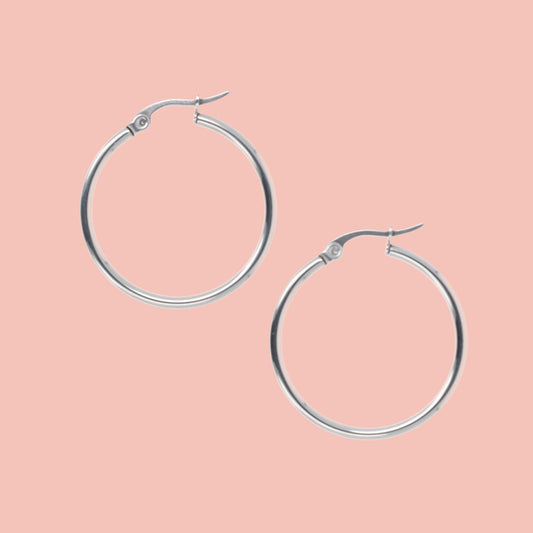 30mm Stainless Steel Hoop Earrings