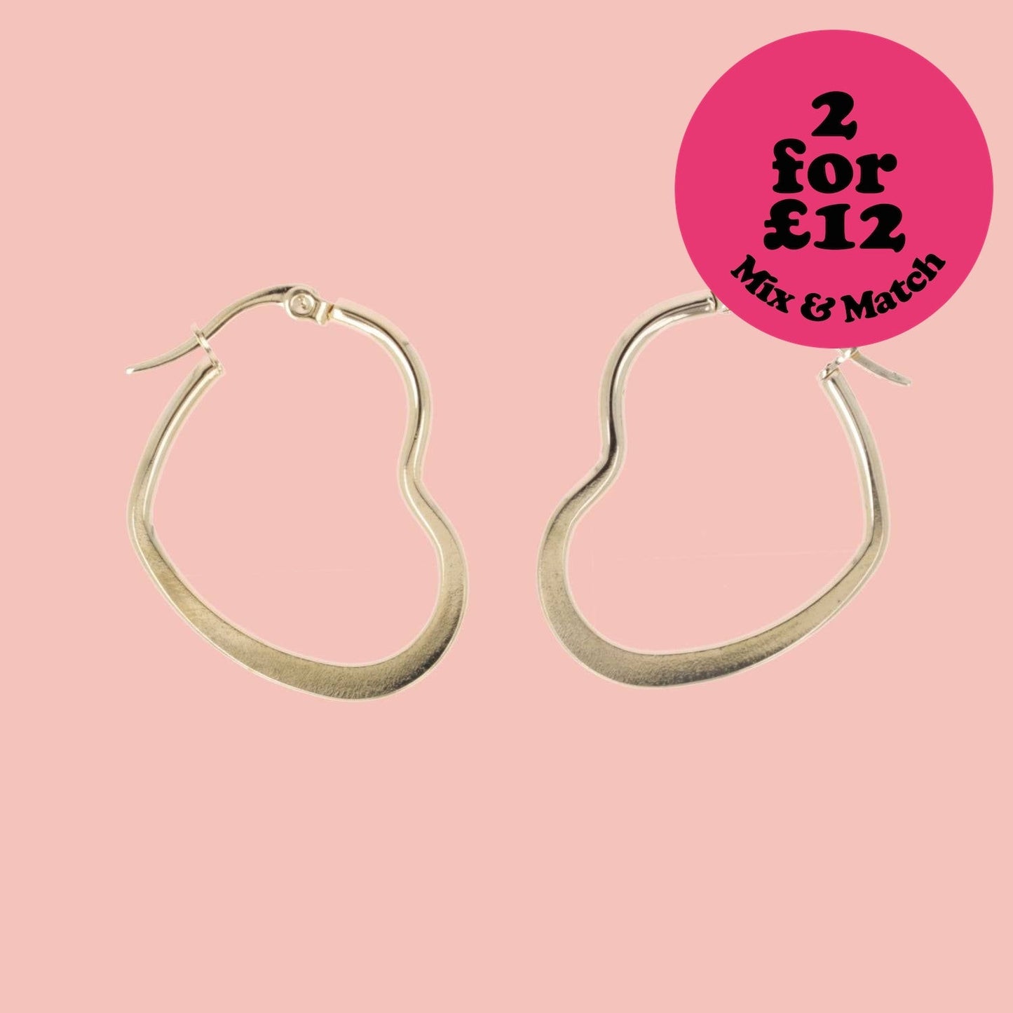30mm Heart Hoop Earrings (Gold Plated)