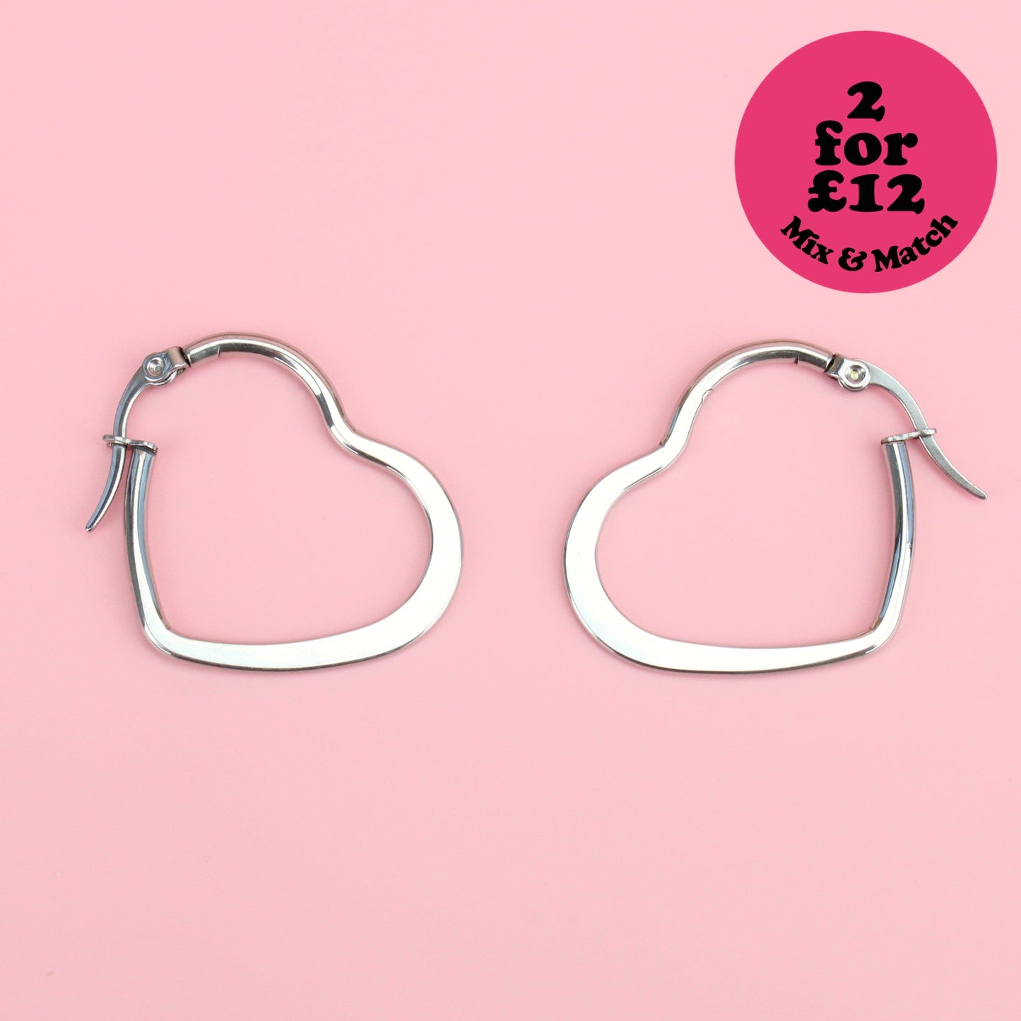 30mm Heart Hoops (Stainless Steel)