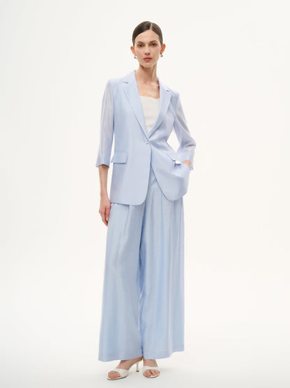 Tencel Acetate Blend 3/4 Sleeve Women Blazer