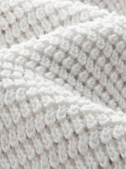 Linen Cotton Sequins Women Open-Knit Top