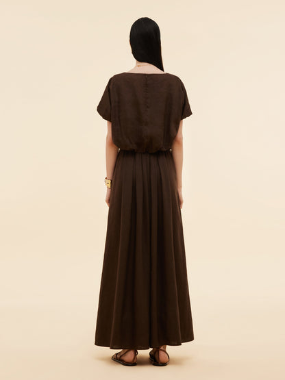 100% Linen Women High-Waisted A-Line Skirt