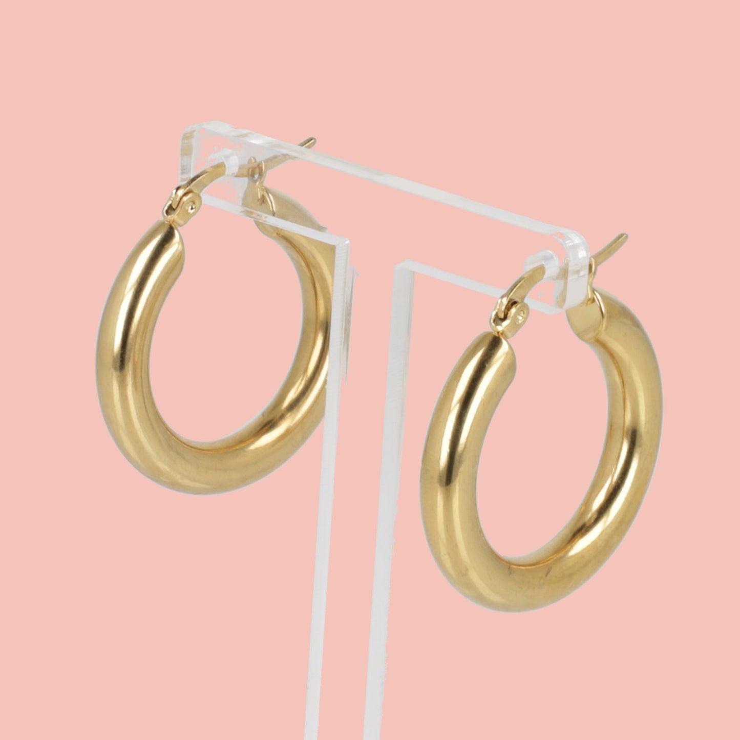 32mm Chunky Stainless Steel Hoop Earrings (Gold Plated)