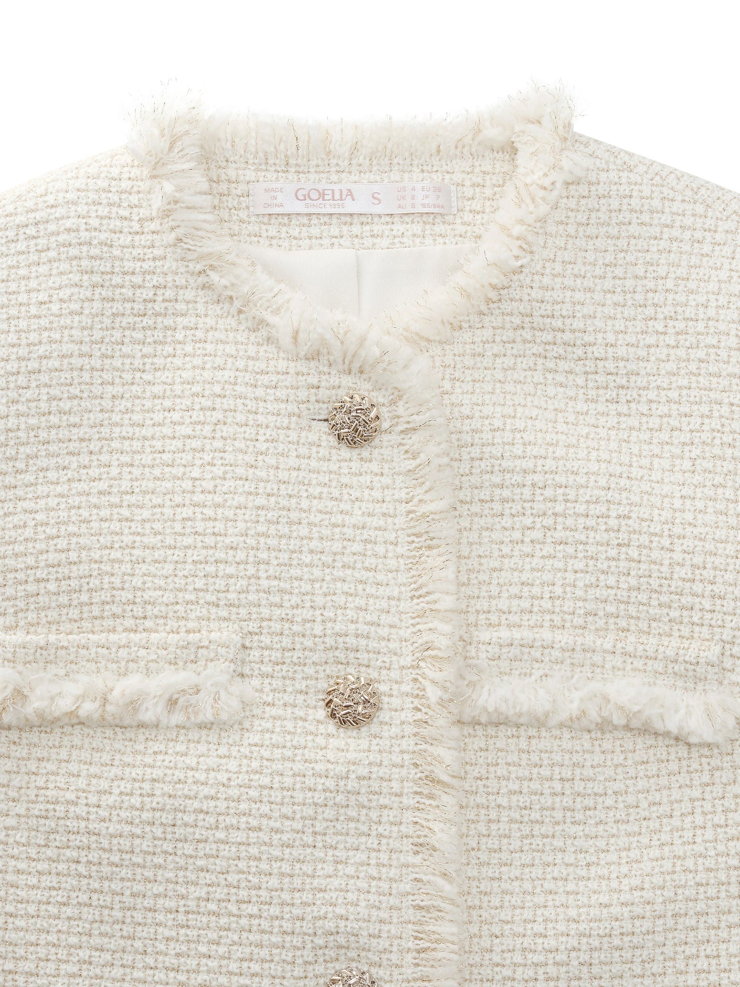 Wool Blend Tweed Fringe Trim Women Jacket