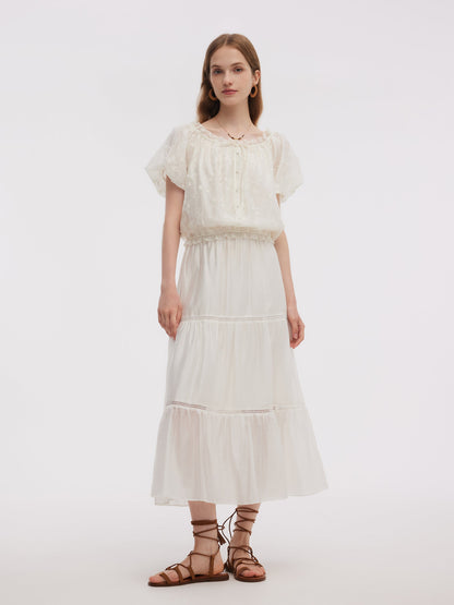 Tencel Blend Embroidered Women Top