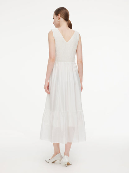 Tencel Blend Reversible Women Sleeveless Maxi Dress With Bowknot Ribbon