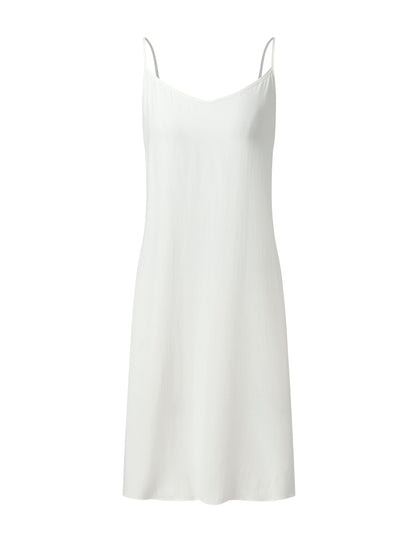 Tencel Blend Ruffle V-Neck Women Mini Dress With Slip Dress