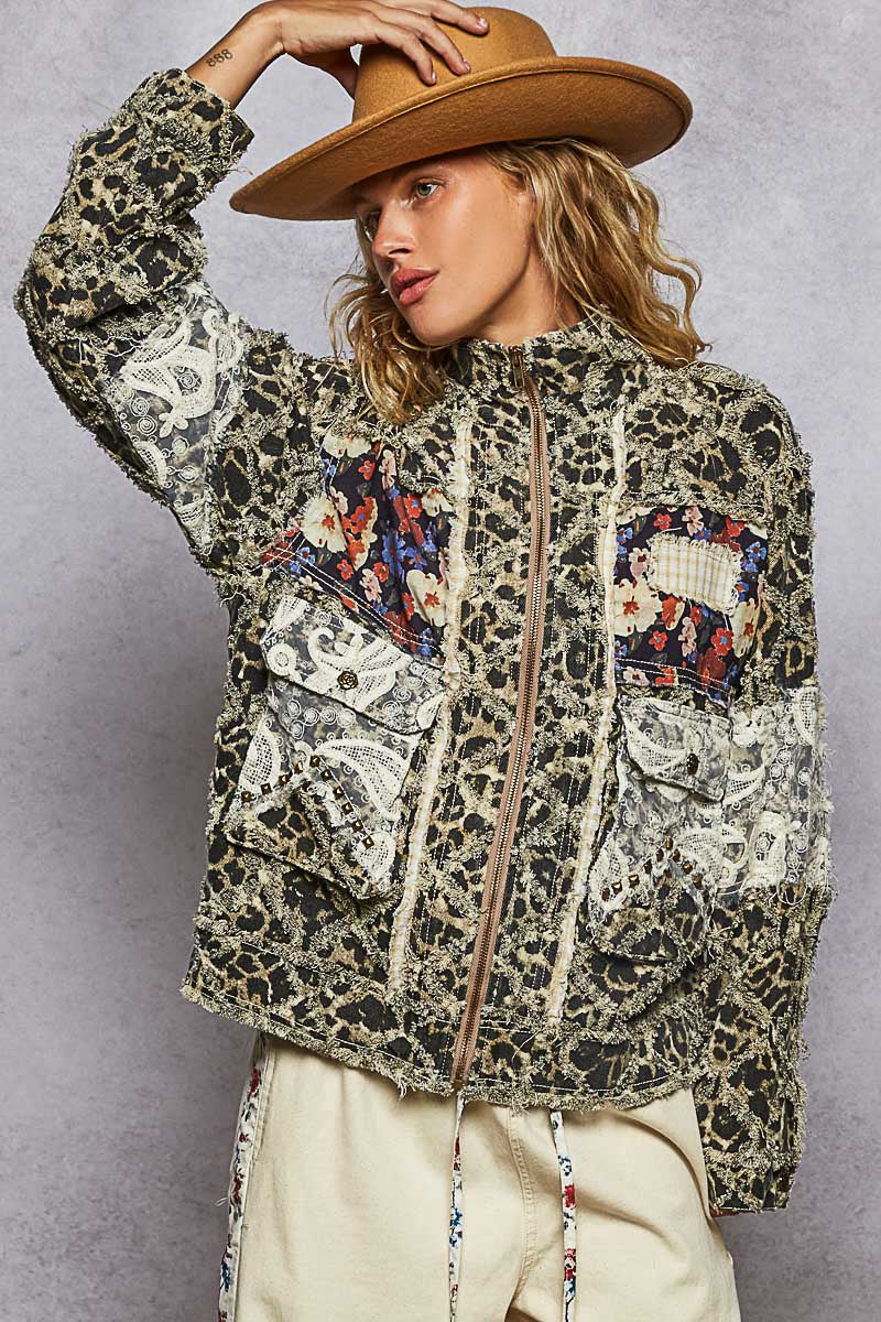 POL Lace and Leopard Jacket