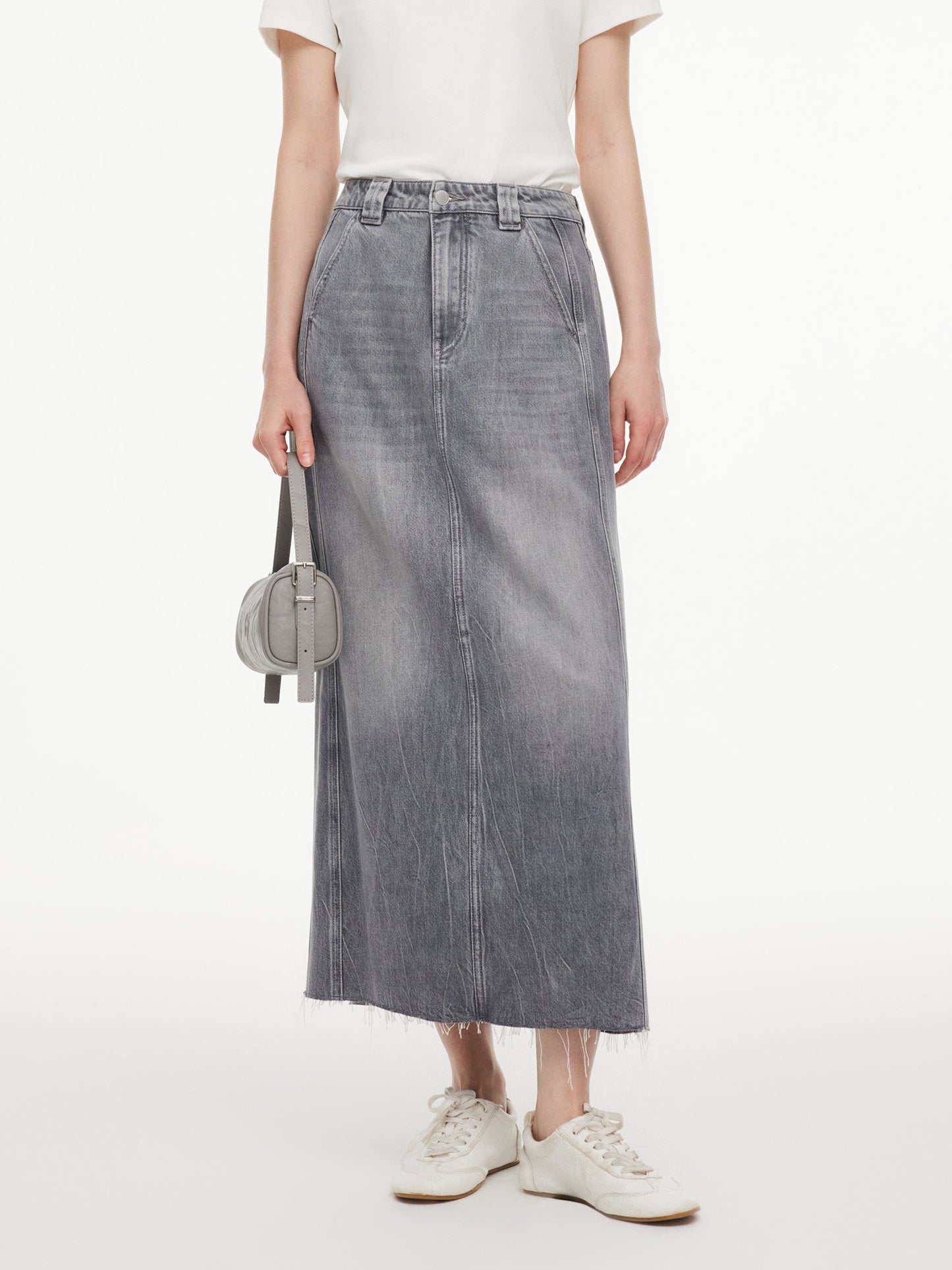 Lyocell Cotton Blend Denim Women Column Skirt