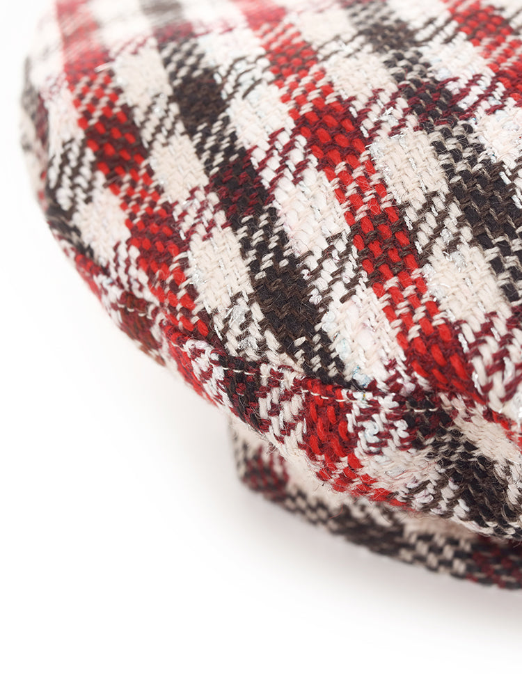 Red And White Plaid Beret