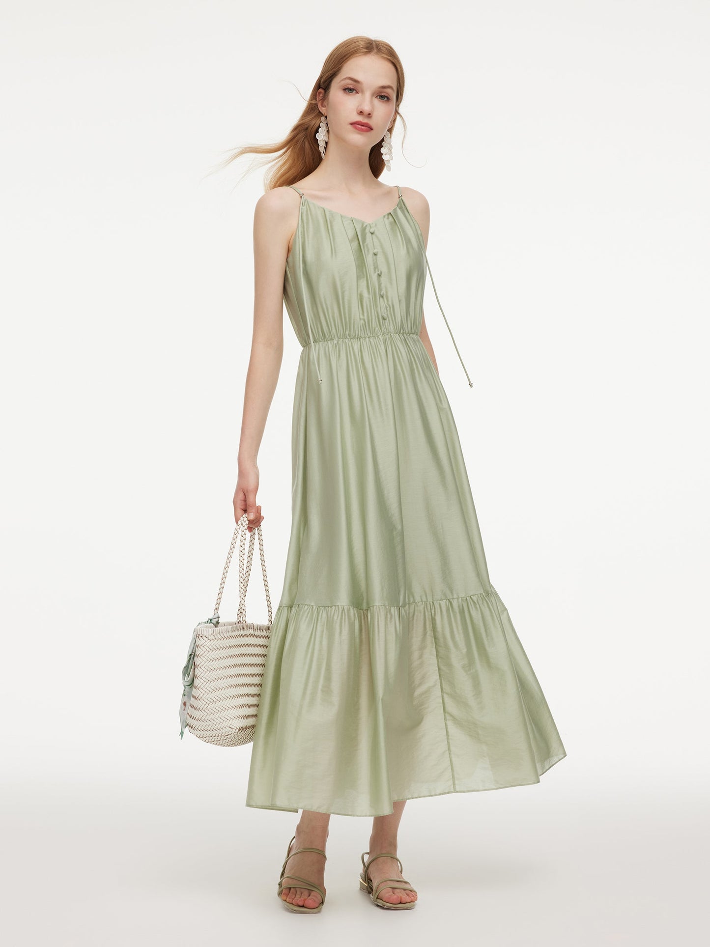 Tencel Blend Women Strap Maxi Dress