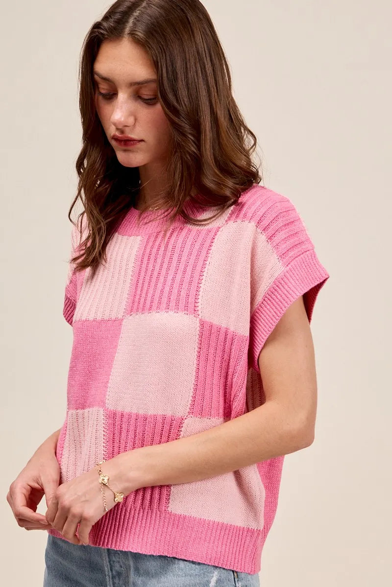 SO ME Check Plaid Casual Sweater Top