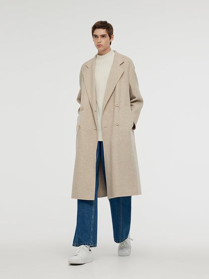 Wool Cashmere Herringbone Double-Faced Unisex Coat