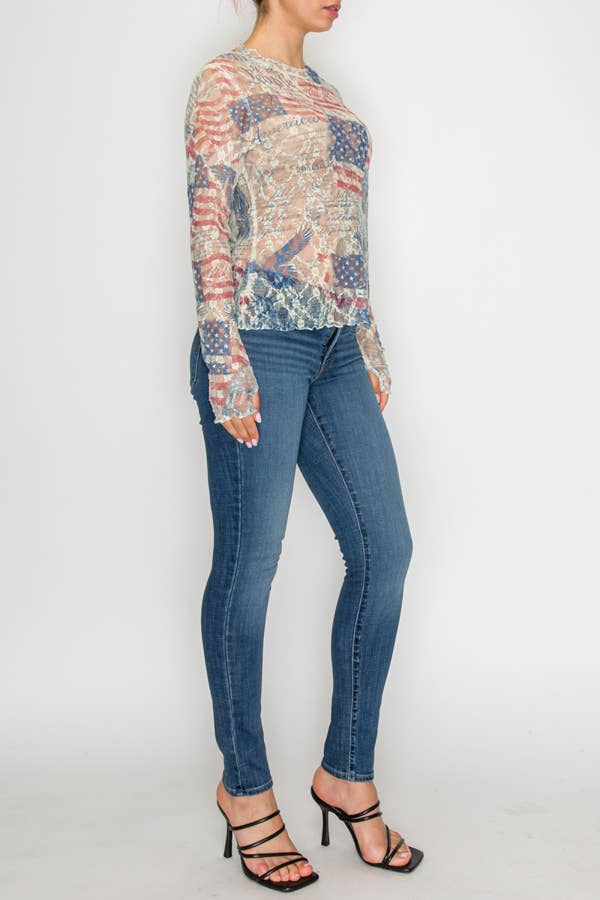 Sparkly lace top  OLS-4982BG FREEDOM: FREEDOM / XL