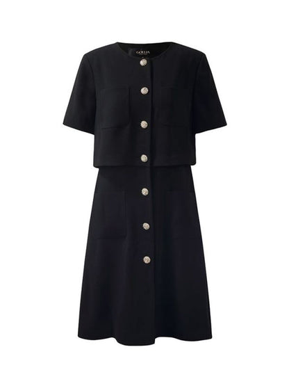 Triacetate Faux-Layered Single-Breasted Women Mini Dress