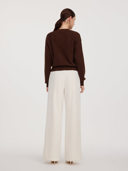 Velvet Ribbed Loose Straight Leg Women Knit Pants