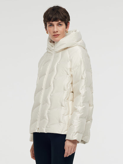Zip-Up Hooded Goose Down Jacket