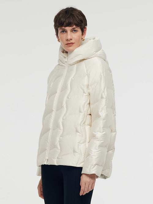Zip-Up Hooded Goose Down Jacket