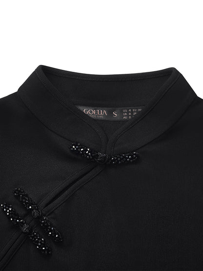 Mandarin Collared Knitted Top And Short Mamianqun Two-Piece Set