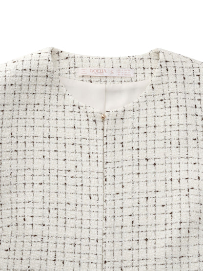 Wool Blend Tweed Frayed Hem Women Jacket