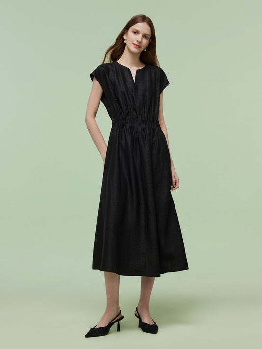 18MM Xiang Yun Silk Women Elastic Waist Maxi Dress
