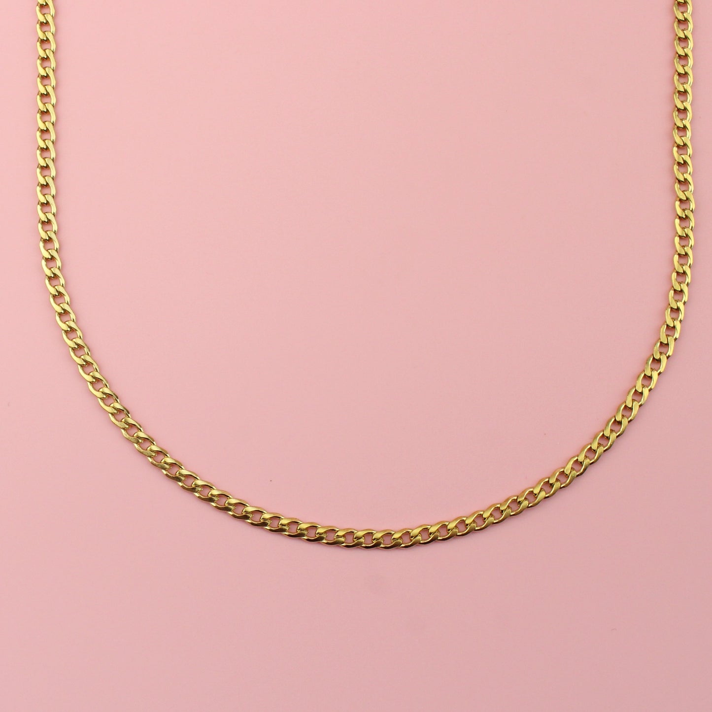 3mm Curb Chain Necklace (Gold Plated)