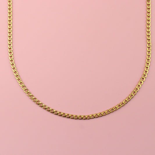 3mm Curb Chain Necklace (Gold Plated)