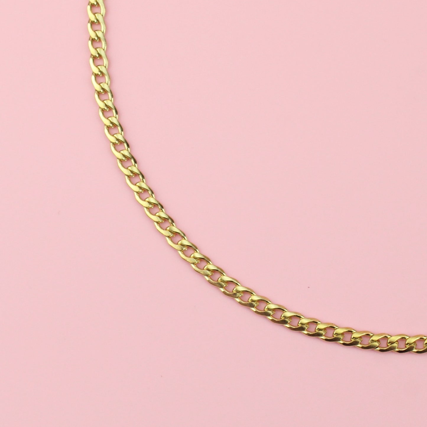 3mm Curb Chain Necklace (Gold Plated)