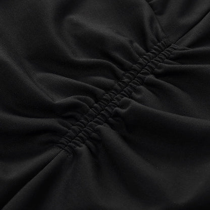 V-neck Pleated Midi Dress