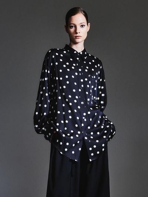 22MM Mulberry Silk Polka Dots H-Line Unisex Shirt