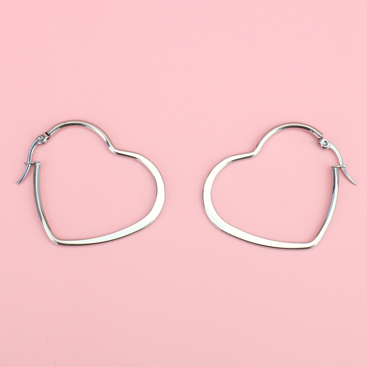 40mm Heart Hoops (Stainless Steel)
