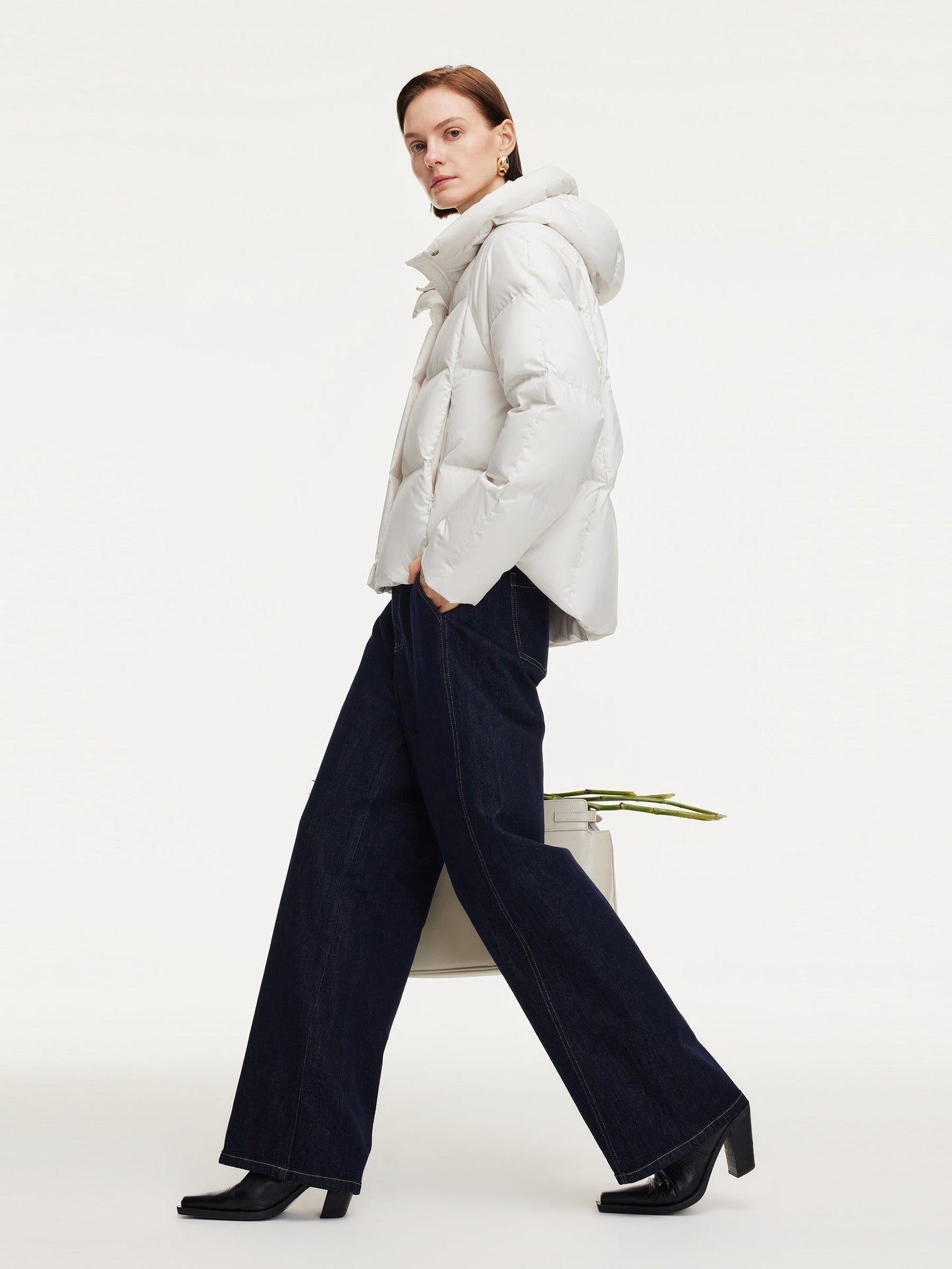Hooded Zip-Up Goose Down Jacket