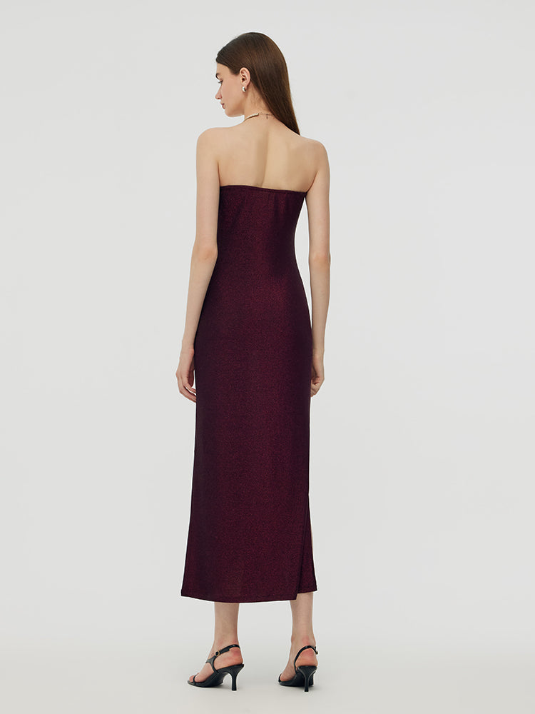 Glitter Women Party Slip Maxi Dress With Detachable Spaghetti Strap