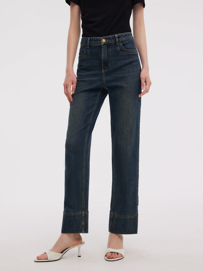 Denim Women Ankle-Length Cuffed Jeans