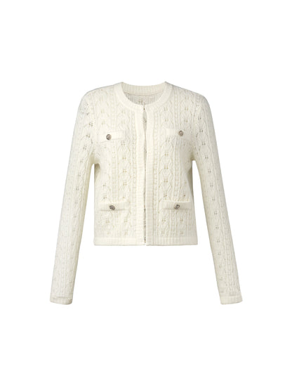 100% Wool Open Knit Women Cardigan