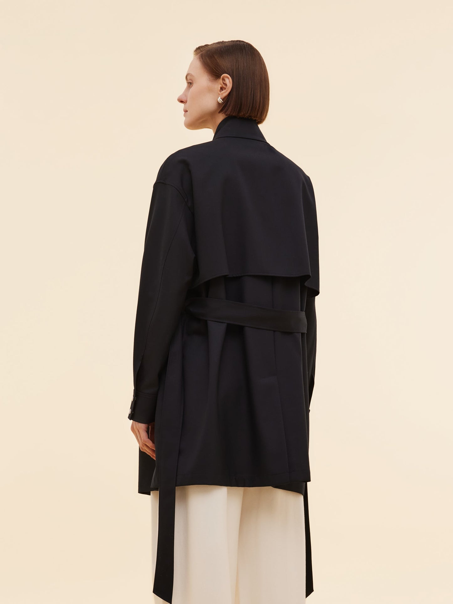 Worsted Wool Blend Women Trench Coat