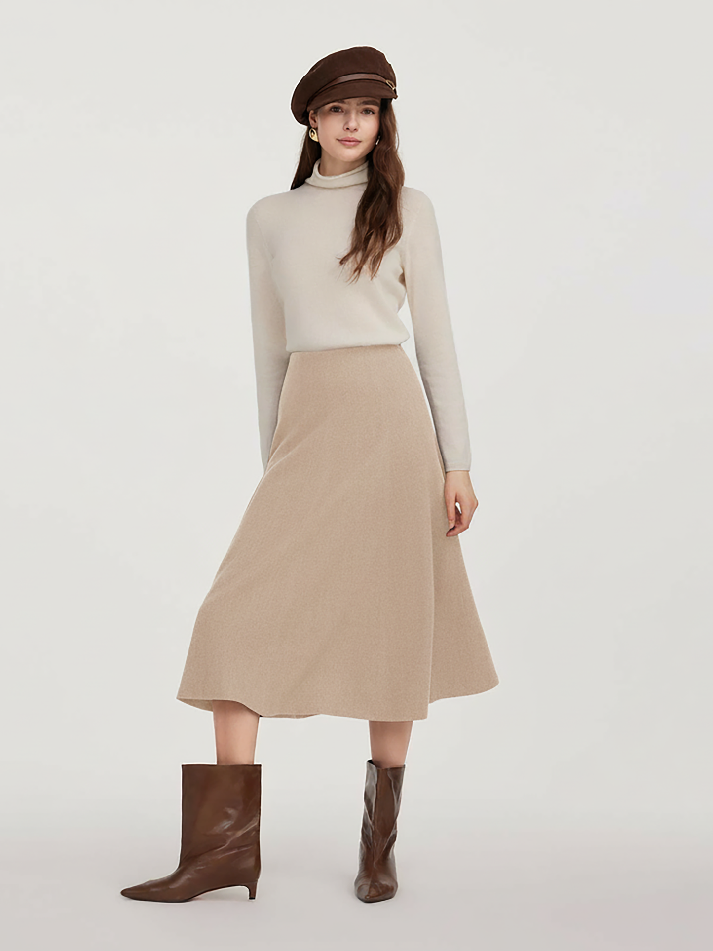 100% Washable Wool Women A-Line Flared Skirt