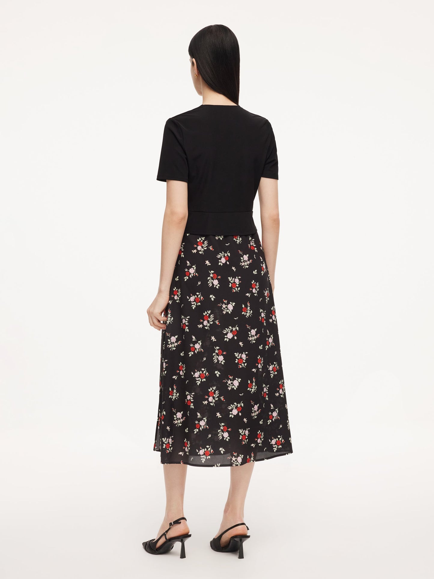 16MM Mulberry Silk Acetate Blend Patchwork Women Side Slit Maxi Dress