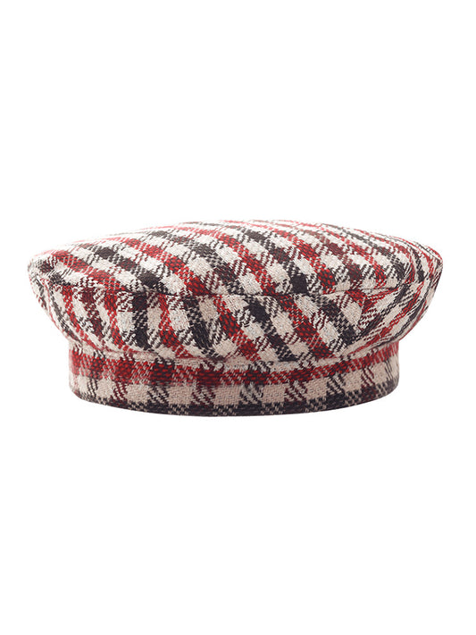 Red And White Plaid Beret