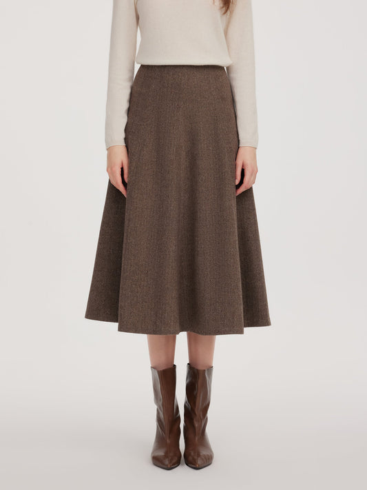 Washable Wool Women A-Line Flared Skirt