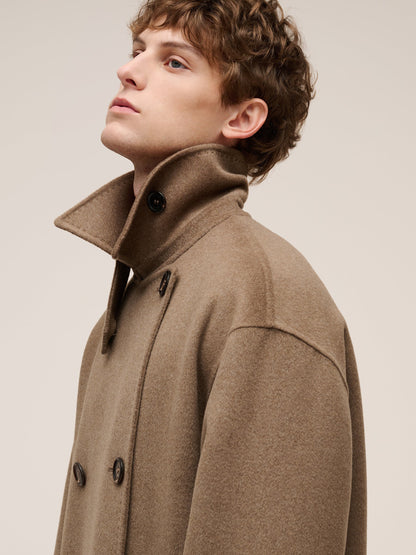 Cashmere Wool Blend Double-Faced Unisex Wrap Overcoat