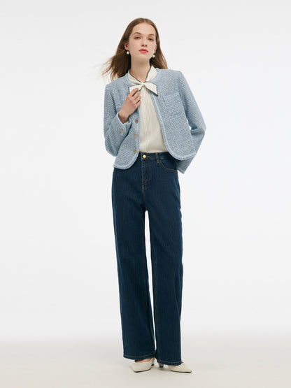 Single-Breasted Round Neck Women Jacket