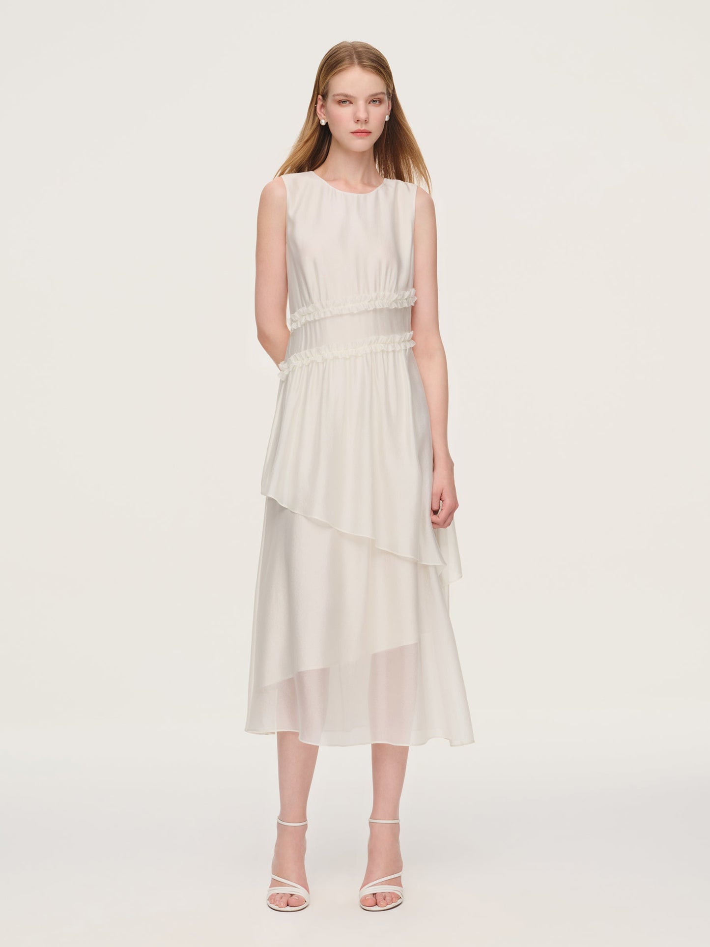 Ruffle Sleeveless Women Tiered Maxi Dress