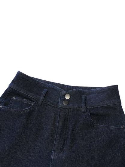 Cotton Denim Fleece Lined Straight Leg Women Jeans