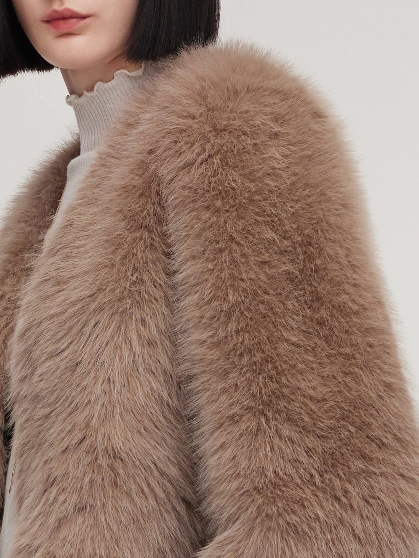 Eco-friendly Fur V-Neck Women Coat
