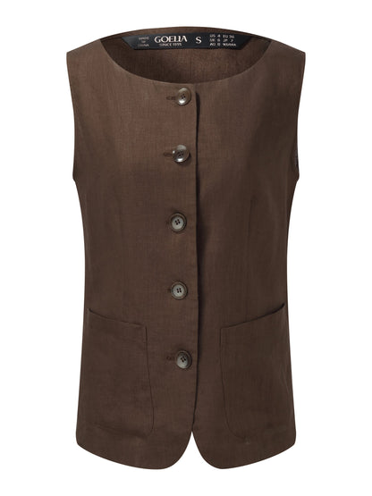 100% Linen Vest And Pants Two-Piece Set