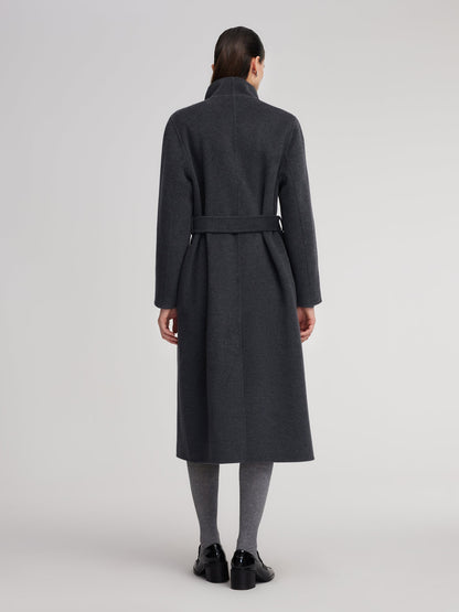 100% Wool Windproof Convertible Collar Women Wrap Overcoat