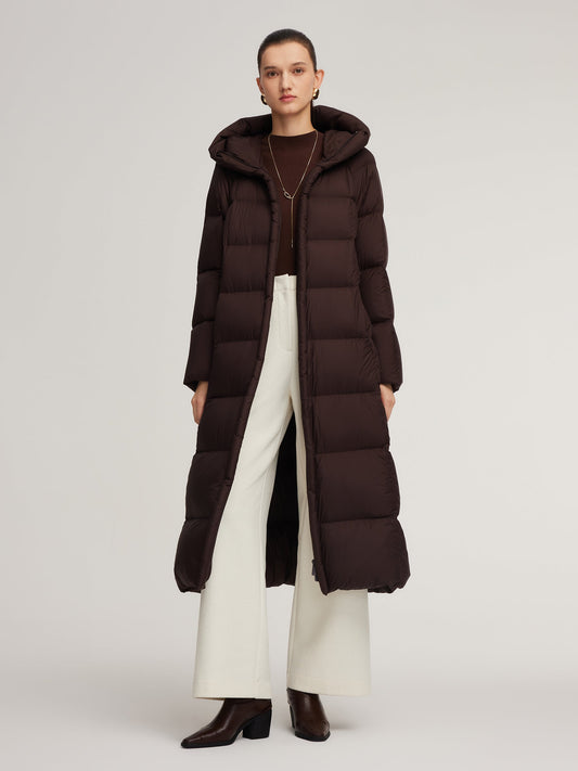 Cocoon Hooded Long Goose Down Puffer Coat